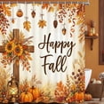 thumbnail image 4 of Fall Pumpkin Shower Curtain, Autumn Thanksgiving Harvest Maple Leaves Bathroom Curtain, Farmhouse Waterproof Fabric Holiday Home Decor Bath Curtains Set with Hooks 72x72 Inch, 4 of 7