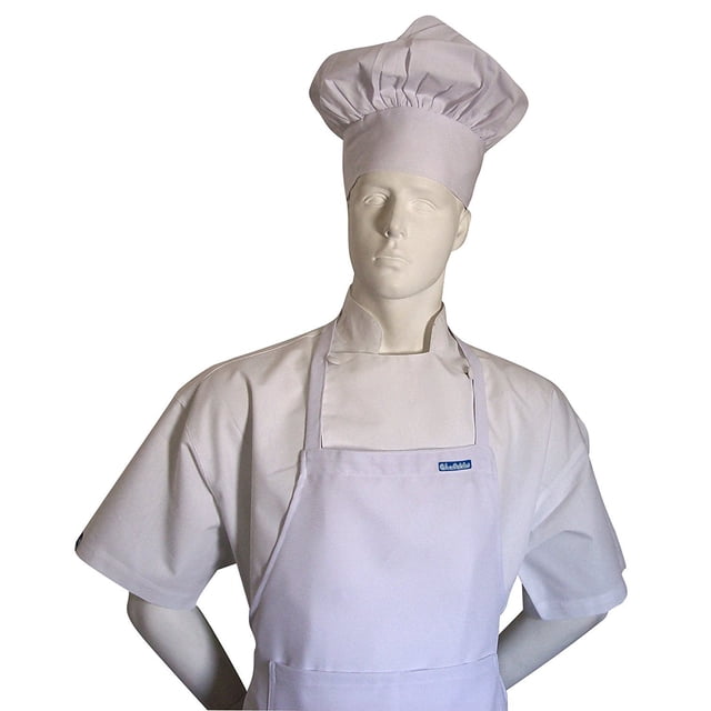 CHEFSKIN Adult Set Apron + HAT White, Lightweight