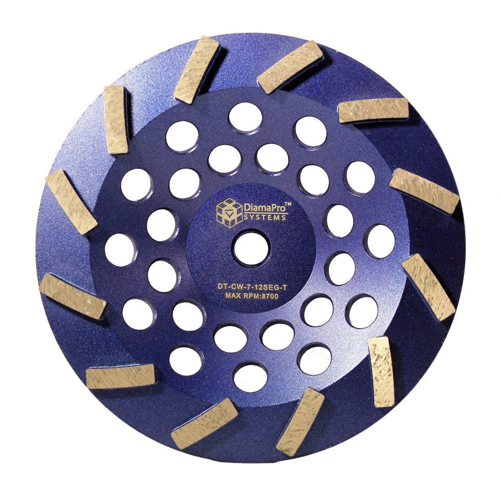 DiamaPro Systems Threaded 7 Inch 12 Segment Turbo Concrete Grinding Cup