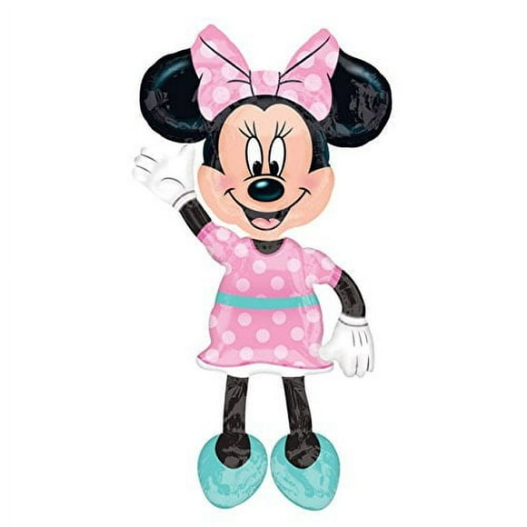 Anagram 34331 Minnie Airwalkers - Pink Dress Foil Mylar Party Balloon, 54", Multicolor, Pack of 1,10116417