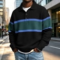 thumbnail image 5 of Horkkom Button Down Shirt Men Collared Striped Knit Shirt Breathable Long Sleeve Casual Color Block Shirts XXL, 5 of 6