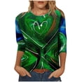 thumbnail image 2 of Hauts pour Femmes Été Mode Féminine Col Rond Imprimé T-shirt à Manches Longues Hauts Blouse Décontractée Ample Hauts Hauts pour Femmes Décontractés Été en Liquidation, 2 of 5