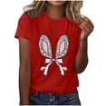 thumbnail image 3 of Plebaso T-Shirts Graphiques de Pâques pour Femmes à Manches Courtes, T-Shirts Imprimés pour Femmes, Décontractés, Amples, d'Extérieur, Hauts Basiques, 3 of 4