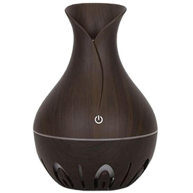 Difusor de aceite esencial eléctrico, ultrasónica, generador de niebla, de grano de , Mini humidificador USB , de Marron oscuro