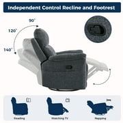 Bonzy Home Swivel Rocker Recliner Chairs for Living Room Overstuffed Breathable Manual Reclining Chair Modern Sofa Smoky Grey