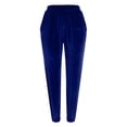 thumbnail image 3 of RUTAYY Women's Pants Solid Color Elastic Waist Straight Leg Casual with Pocket Comfortable Breathable Chic Travel Trousers, 3 of 5