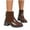 #159-Brown, variant on Wowcloth Woman's Fashion Ankle Boots, Retro Solid Color with Thick Sole, Chunky Mid Heel Winter Design for Daily Wear and Casual Outings