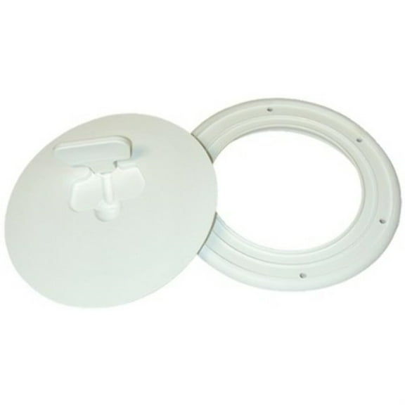 T. H. Marine T-H Marine Boat Hatch Deck Access Plate - Cam-Out Quick Release Round Inspection Hatch Port Hole Cover Plate Includes Textured Waterproof Lid - 8", White