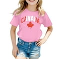thumbnail image 4 of T-shirt à Manches Courtes pour Filles Fête du Canada Été Col Rond Coupe Décontractée Basique, 4 of 4