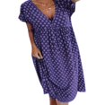 thumbnail image 1 of Robe d'Été Ample à Manches Courtes et Col en V pour Femmes, Grande Taille, Longue pour la Plage, 1 of 2
