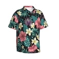 thumbnail image 3 of Xecao Green Tropical Leaves print Hawaiian shirt - a stylish short-sleeve button-down for men, perfect for casual beach and tropical outings., 3 of 9