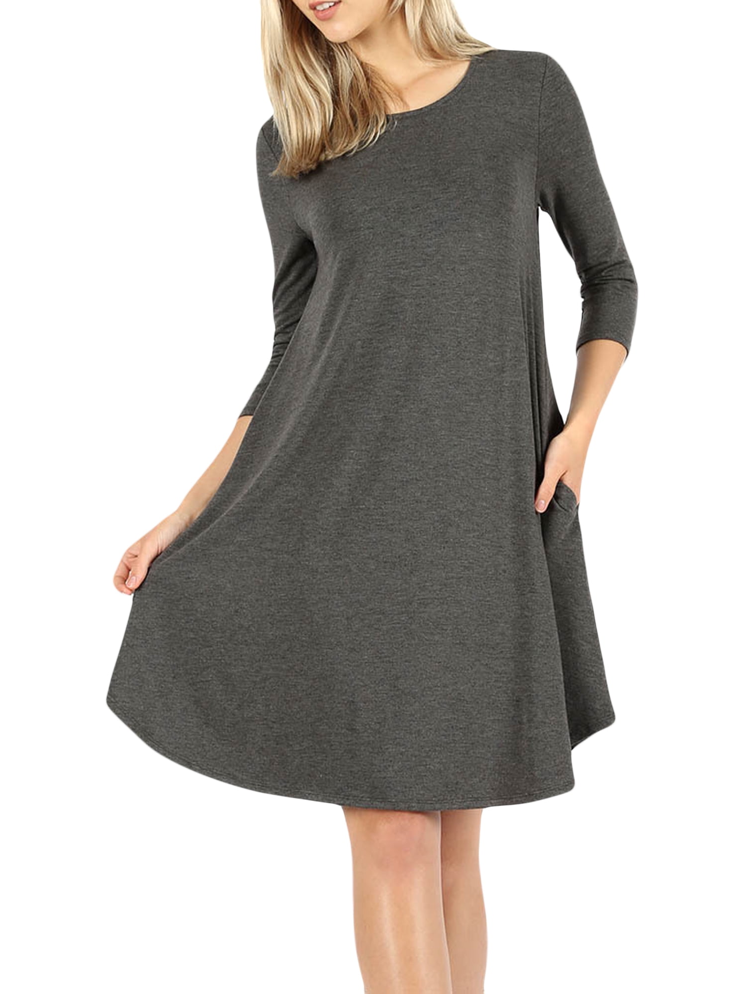 Zenana Women & Plus 3/4 Sleeve Round Hem Knee Length ALine Tunic