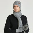 thumbnail image 2 of TMOYZQ 3 in 1 Winter Hats Scarf Gloves Set for Women & Men, Warm Thick Ribbed Chunky Cable Knit Skull Caps Neck Warmer Long Scarf Touchscreen Mittens for Cold Weather Christmas Gifts, 2 of 6
