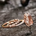 thumbnail image 4 of 5.25 Carat 10mm Cushion Diamond Moissanite Floral Engraving Style Morganite Wedding Ring Set 10k Rose Gold, 4 of 6
