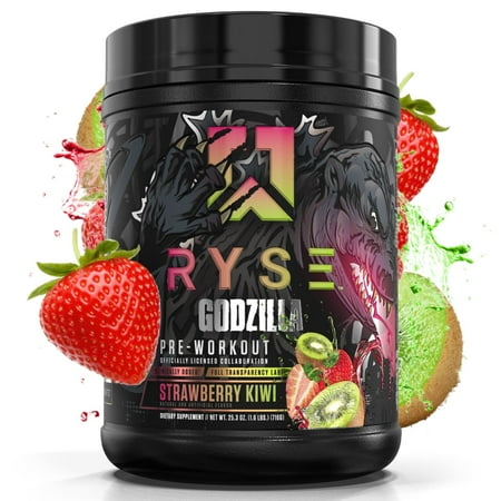 Ryse Noel Deyzel x Godzilla Pre Workout | Intense Pumps Energy & Focus | Citrulline & Beta Alanine | 400mg Total Caffeine | 40 Servings (Strawberry Kiwi)