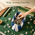 thumbnail image 3 of Large Capacity Striped Mahjong Tile Bag with Dice Pouch, Woven Crossbody Mahjong Organizer, Portable Mahjong Accessories Storage Bag for Women Game Night Gift, Blue, 3 of 7