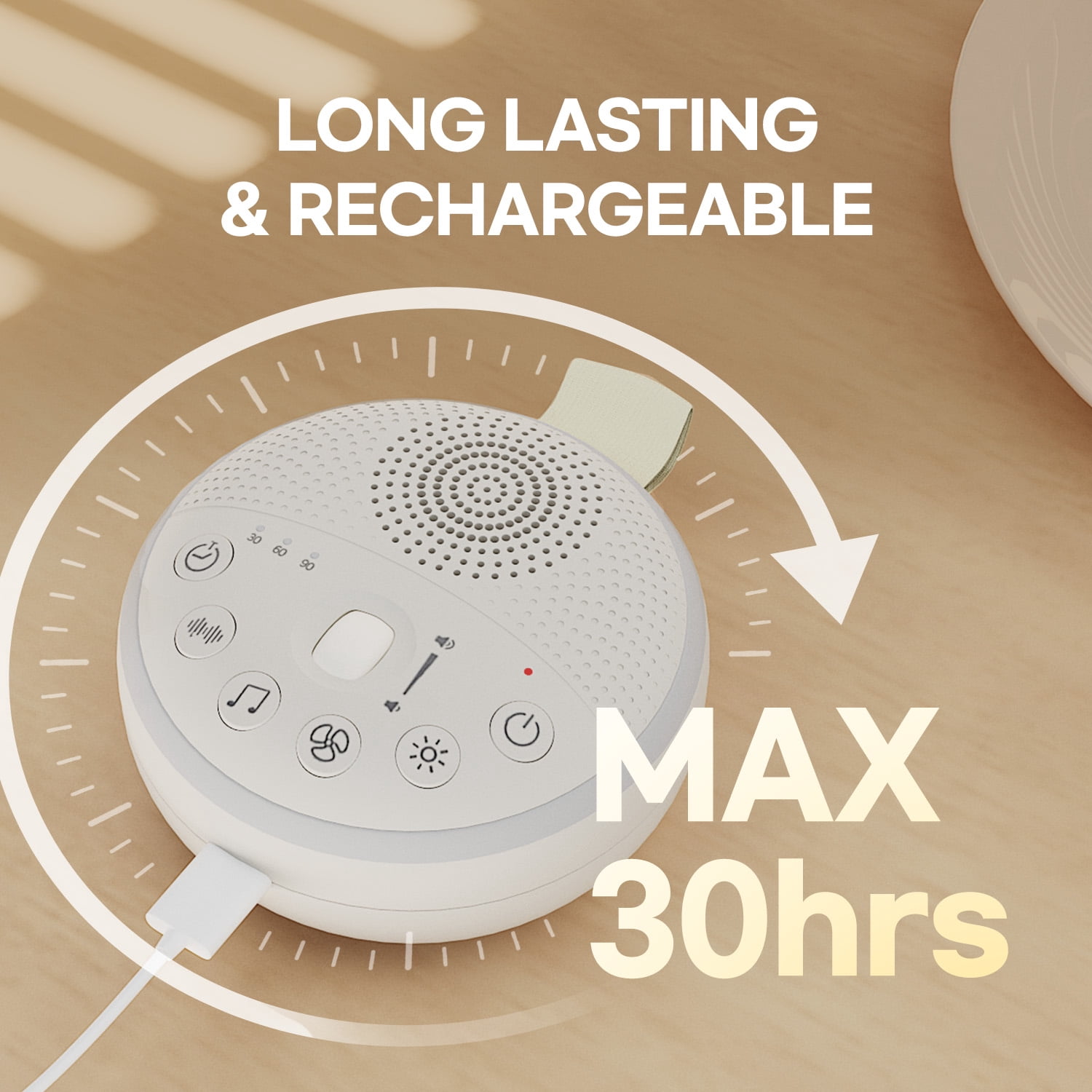 HuBDIC White Noise Machine, Portable Sound Machine with 21 Soothing Sleep Sounds, Long-Lasting Battery, Gentle LED Mood Light, Travel-Friendly Sleep Aid for Newborns, Children