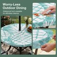 thumbnail image 5 of Round Outdoor Tablecloth with Umbrella Hole and Zipper, Teal White Pineapple Tablecloth with Elastic Waterproof, Tropical Summer Botanical Fruits Patio Table Covers for 36" - 44" Picnic Pool Tables, 5 of 9