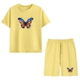 thumbnail image 6 of Yellow Butterfly American Flag Kids 4th of July Outfit 2 Piece T Shirt Shorts Set for Kids Boys Girls Patriotic Summer Clothes,Size 7 T, 6 of 9