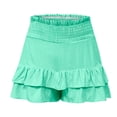 thumbnail image 5 of Lroveb Summer Shorts for Women 2024 High Waisted Ruffle Hem Shorts Pleated Casual Flowy Beach Shorts Mint Green, 5 of 6