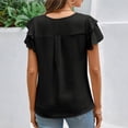 thumbnail image 7 of Lixiuxyad Women Dressy Casual Tops Business Work Blouses Summer Shirts Short Sleeve Crew Neck Trendy Flowy,Black XL, 7 of 7