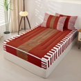 thumbnail image 3 of Castle Fairy Vintage Hand-Drawn Stripe Zipper Twin Comforter Sets with Fitted Sheet and 2 Pillowcases,Retro Leather Textured Panel Zipper Bedding Set,Rust Tan White,Reversible, 3 of 5