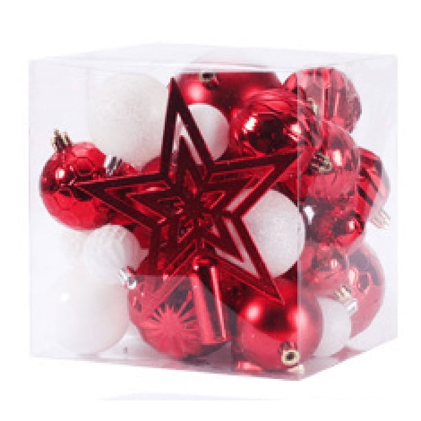 adornos de bola de Navidad, mini adornos inastillables para árbol de Navidad, esferas colgantes para día festivo, Navidad, bodas, fiestas(Rojo y blanco)()