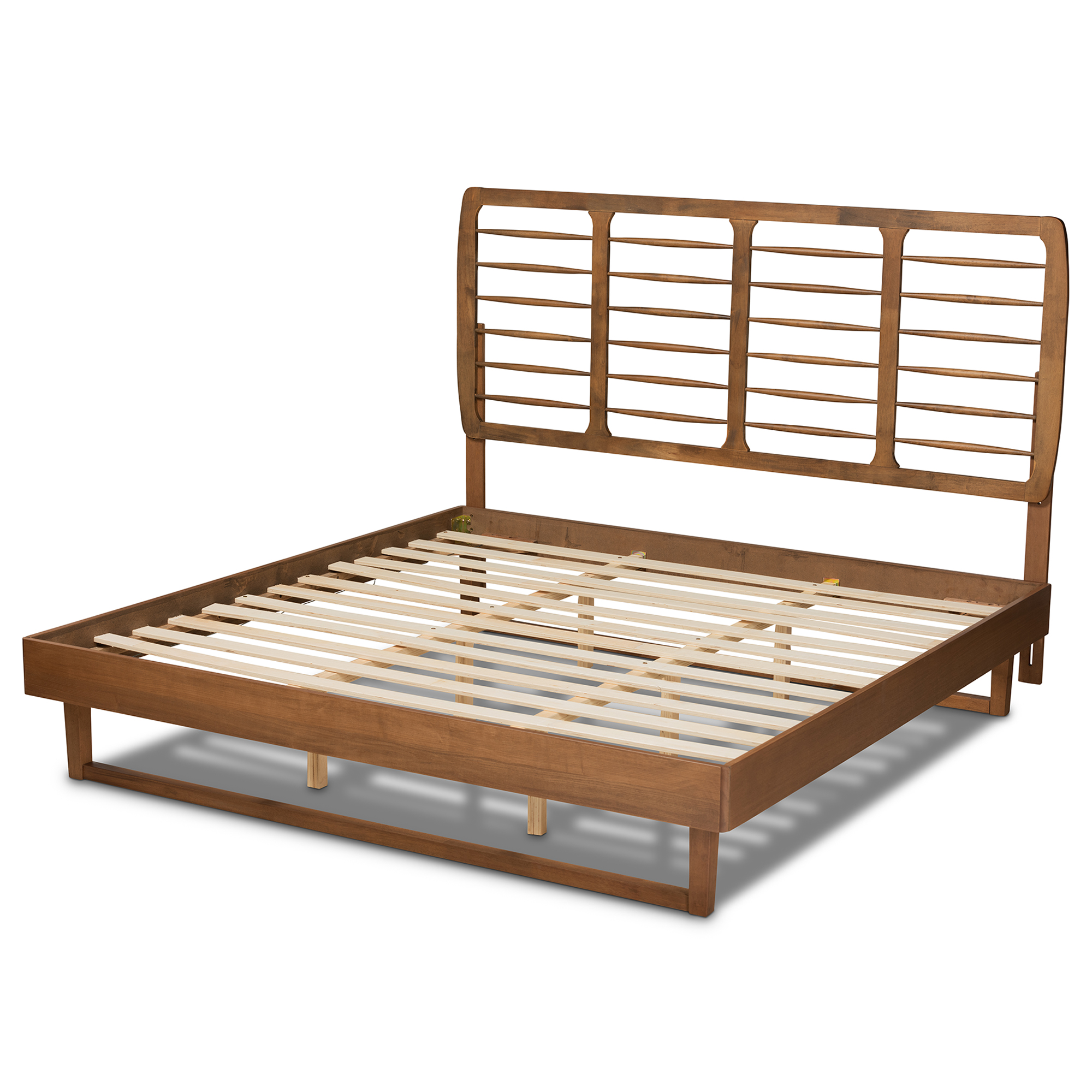 Baxton Studio Lucie Contemporary/Modern Engineered Wood Textured Platform Bed, King, Walnut Brown