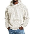thumbnail image 2 of TKKCS Mens Fuzzy Fleece Pullover Hoodie Loose Fit Winter Warm Long Sleeve Soft Casual Hooded Sweatshirt White 3XL, 2 of 6