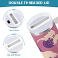 thumbnail image 3 of Yayeee 40oz Stainless Steel Tumbler with Straw and Handle Double-Wall Insulated Travel Water Bottle, Purple Wave Pattern, 3 of 8