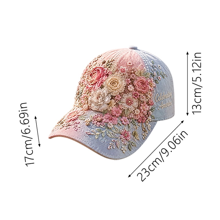 Women\'s Embroidered Baseball Cap Adjustable Soft Breathable Hats Elegant Floral FUZHIQ 3D Floral Embroidered Baseball Cap for Women Men  main image 2