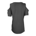 thumbnail image 6 of ZQGJB Plus Size Cold Shoulder Tops for Women Summer Short Sleeve Casual Solid Color Round Neck Pullover Long Tshirt Loose Flowy Comfy Tunic Blouse Gray L, 6 of 6