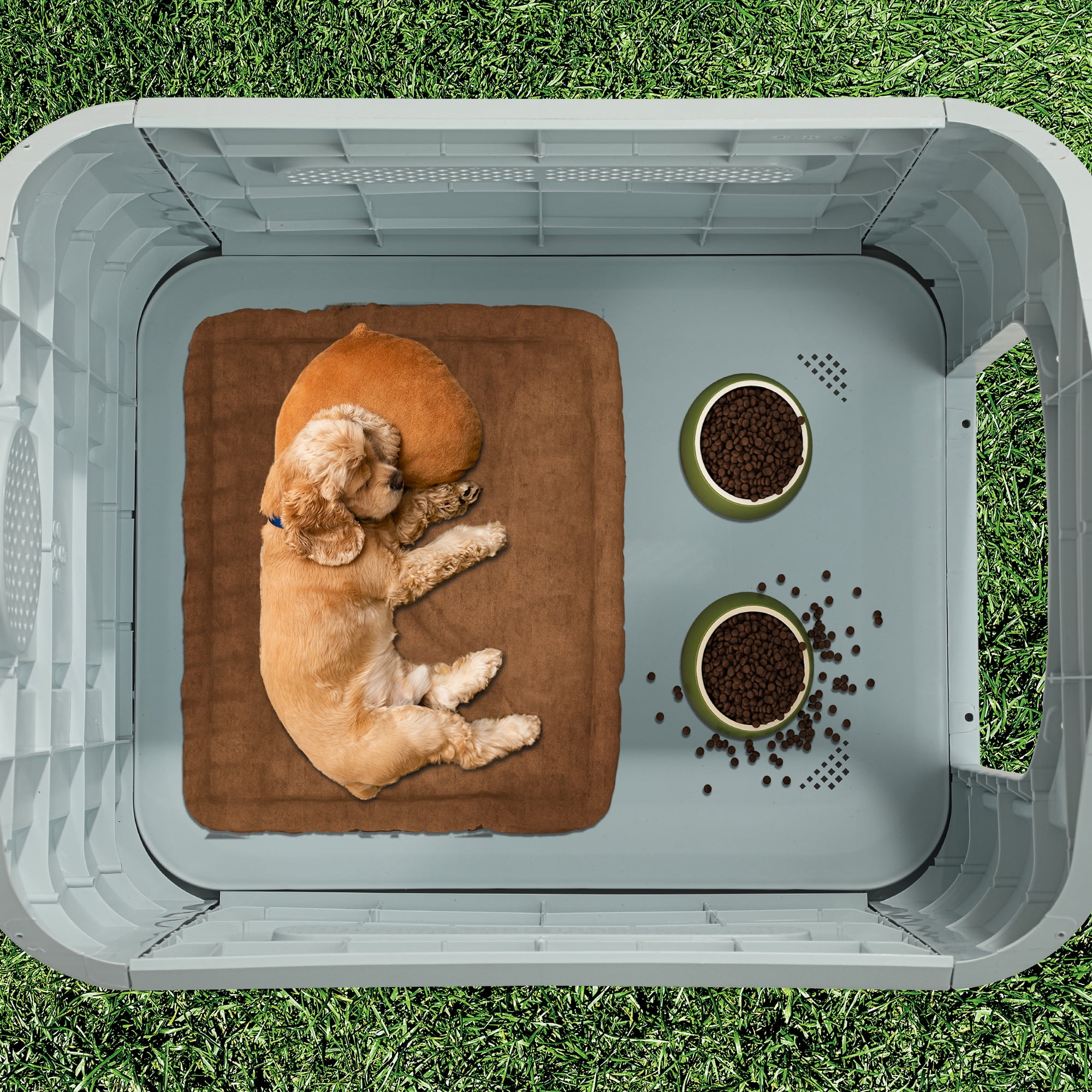 Dextrus Outdoor Dog House Water Resistant - 34.3"L*28.3" W*29.5" H Spacious and Functional Shelter for Medium Canines for Small, Medium Dogs