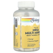 Mega Multi Mineral Iron-Free By Solaray - 200 Capsules Multivitamin