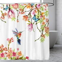 Newhomestyle Flower Shower Curtain, Hummingbird Shower Curtain Polyester Fabric Decor 72x72 inch