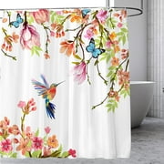 Newhomestyle Flower Shower Curtain, Hummingbird Shower Curtain Polyester Fabric Decor 72x72 inch