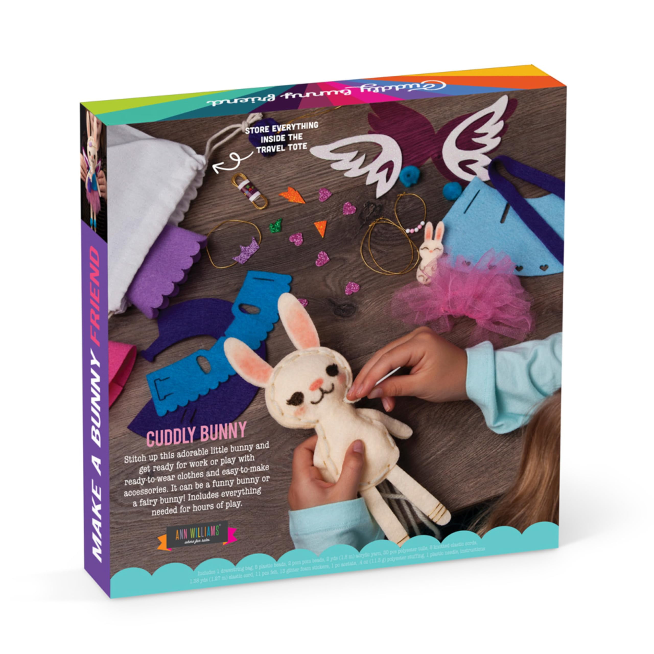 Craft-tastic - Make a Bunny Friend Craft Kit - Learn to Make 1 Easy-to-Sew Stuffie with Clothes & Accessories C64