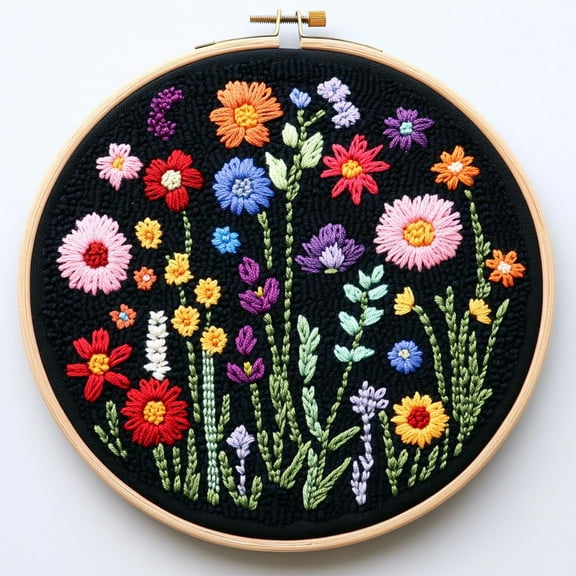 DIY Punch Needle Kits Wild Flowers Easy for Beginners Punch Needle Embroidery Set with Hoop Stamped Pattern for Craft lovers and Home Decor-5