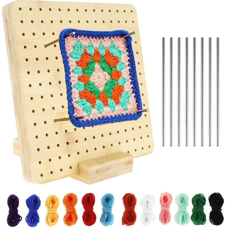 Wood Crochet Blocking Board Kit With Stainless Steel Rod Pins For