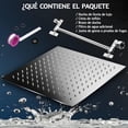 thumbnail image 2 of Cabeza de Ducha de Lluvia de Alta Presión, Regadera Cuadrado de Acero Inoxidable con 27 cm Brazo de Ducha Ajustable, 2 of 7