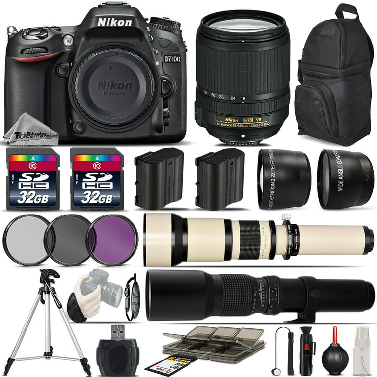 Nikon D7100 DSLR 18-140 Lens + 650-1300mm Lens + 500mm - 5Lens Kit -