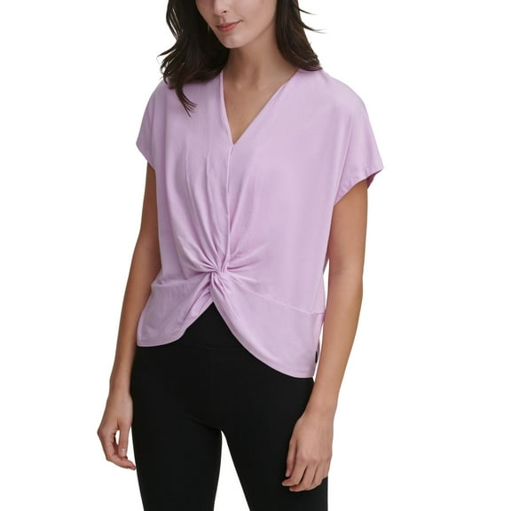 DKNY Womens Sport Twist-Front V-Neck T-Shirt
