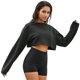 thumbnail image 2 of TaTaai Ladies Long Sleeve Crewneck Sweatshirt Solid Color Casual Pullover Hoodless Fleece Top Winter Warm Wear Gift, 2 of 9