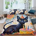 thumbnail image 2 of Fiesta del Gato Negro Conjunto de sábanas temático, trío de piezas, cómodo y amigable con la piel, diseño único, regalo de decoración para el hogar para familiares, amigos y fans,140cm *210cm, 2 of 6