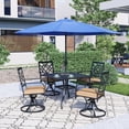 thumbnail image 3 of SUNCROWN 5 Pieces Outdoor Dining Set Metal Swivel Cushioned Chairs Patio Furniture Sets with Steel Slat Bistro Table and Sky Blue 9Ft Patio Umbrella for Backyard, Lawn, Garden, 3 of 9