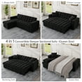 thumbnail image 5 of Muumblus 84" Queen Size Convertible Sectional Sleeper Sofa with Storage, Adjustable Backrest, Reversible L-Shaped Pull Out Couch Bed for Living Room, Guest Room, Black Velvet, 5 of 12