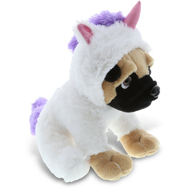 DolliBu Plush Pug Dog Unicorn Stuffed Animal - 10 inches 