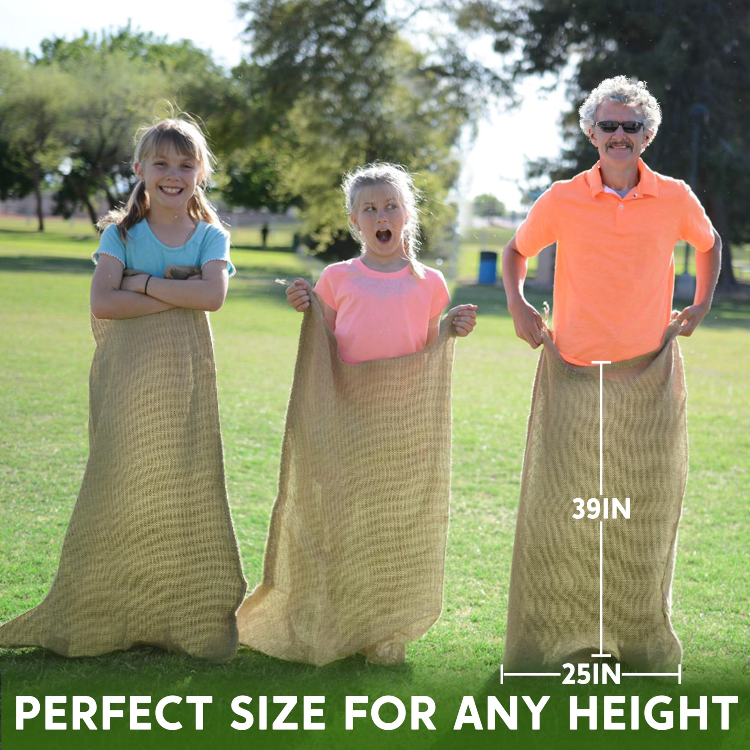 Joyfy 6 Pack Potato Sack Race Bags, Large Burlap Bags for Kids & Adults, Outdoor Lawn Games for Easter, Carnival, Field Day