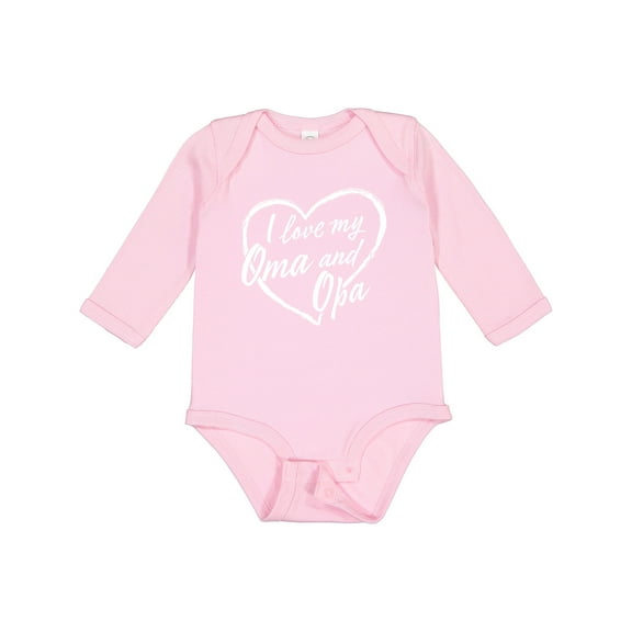 Inktastic I Love My Oma and Opa in White Chalk Heart Boys or Girls Long Sleeve Baby Bodysuit