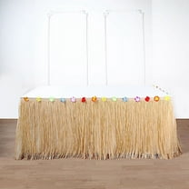 Balsa Circle Tropical 9 feet x 29" Natural Raffia Plastic Luau Table Skirt Party Decorations
